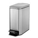 Cesun Small Bathroom Trash Can with Lid Soft Close, Step Pedal, 6 Liter / 1.6 Gallon Stainless Steel Mini Garbage Can for Office, Outdoor Trash Bin with Removable Inner Bucket (Silver)