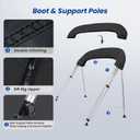 KAKIT 3 4 Bow Bimini Tops for Boats with 3 Mesh Sidewalls Rear Support Poles Boat Canopy Includes Straps Storage Boot, Dark Gray, 4 Bow 8'L x 54" H x 91"-96" W