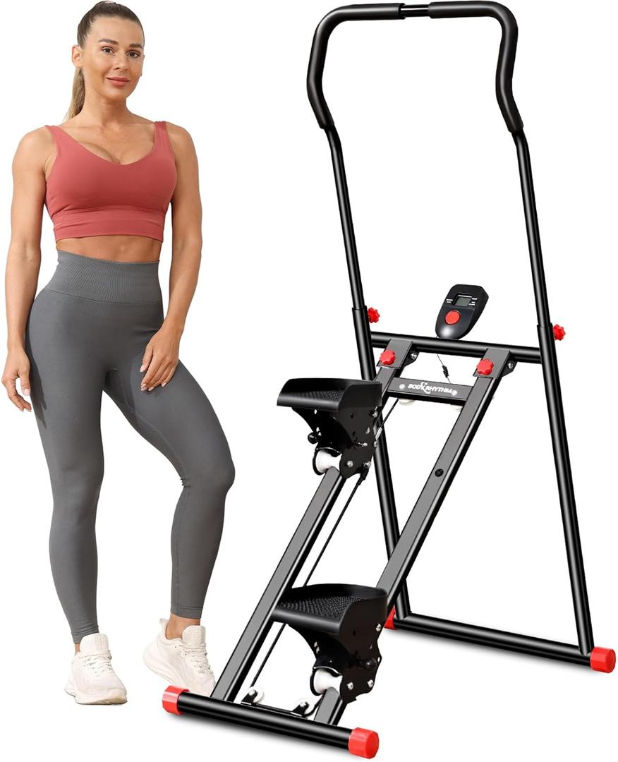BODYRHYTHM New Stair Stepper for Home Gym Exercise, Vertical Climber Machine for Full Body Workout, Foldable Cardio Exercise Machine, Stair Climber with Adjustable Handlebar & Pedals (Black)