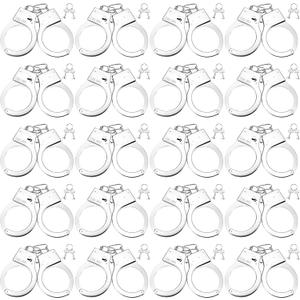 Leitee 20 Pairs Toy Handcuffs Metal Handcuffs with Keys 9 Inch Hand Cuff Fake Police Party Favor Gift Police Costume Prop Accessories Halloween Party Supplies