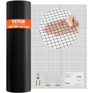 VEVOR Hardware Cloth, 48'' x 100' 1/2inch Galvanized Wire Mesh Roll, 19 Gauge Chicken Wire Fencing Roll, Vinyl Coating Metal Wire Mesh for Chicken Coop Barrier, Rabbit Snake Fences, Poultry Enclosures