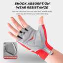 Half Finger Cycling Gloves - Breathable, Gel Padded & Shock-Absorbing Mountain/Dirt Bike Gloves for Men & Women (red)