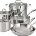 Tramontina Tri-Ply Clad Stainless Steel 10-Piece Cookware Set with Glass Lids, Pots and Pans Kitchen Set, Induction-Ready, Dishwasher-Safe, NSF-Certified, Made in Brazil