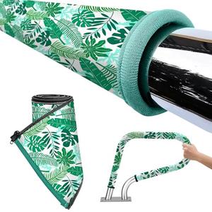Tewloss Swimming Pool Handrail Covers with Zippers, 4 Feet Pool Hand Railing Covers Slip Resistant Cool Touch Design, Rail Grip Handles Safety Cover for Inground Entry Ladder, Tropical Forest, 1 Pack