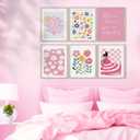 4 x 6Pcs Funny Pink Wall Decor for Girls Dorm, Flower Market Posters Prints Aesthetic Bedroom Wall Art for Dorm Living Room, Pink Poster, Unframed, 8 x 10 Inch -A09