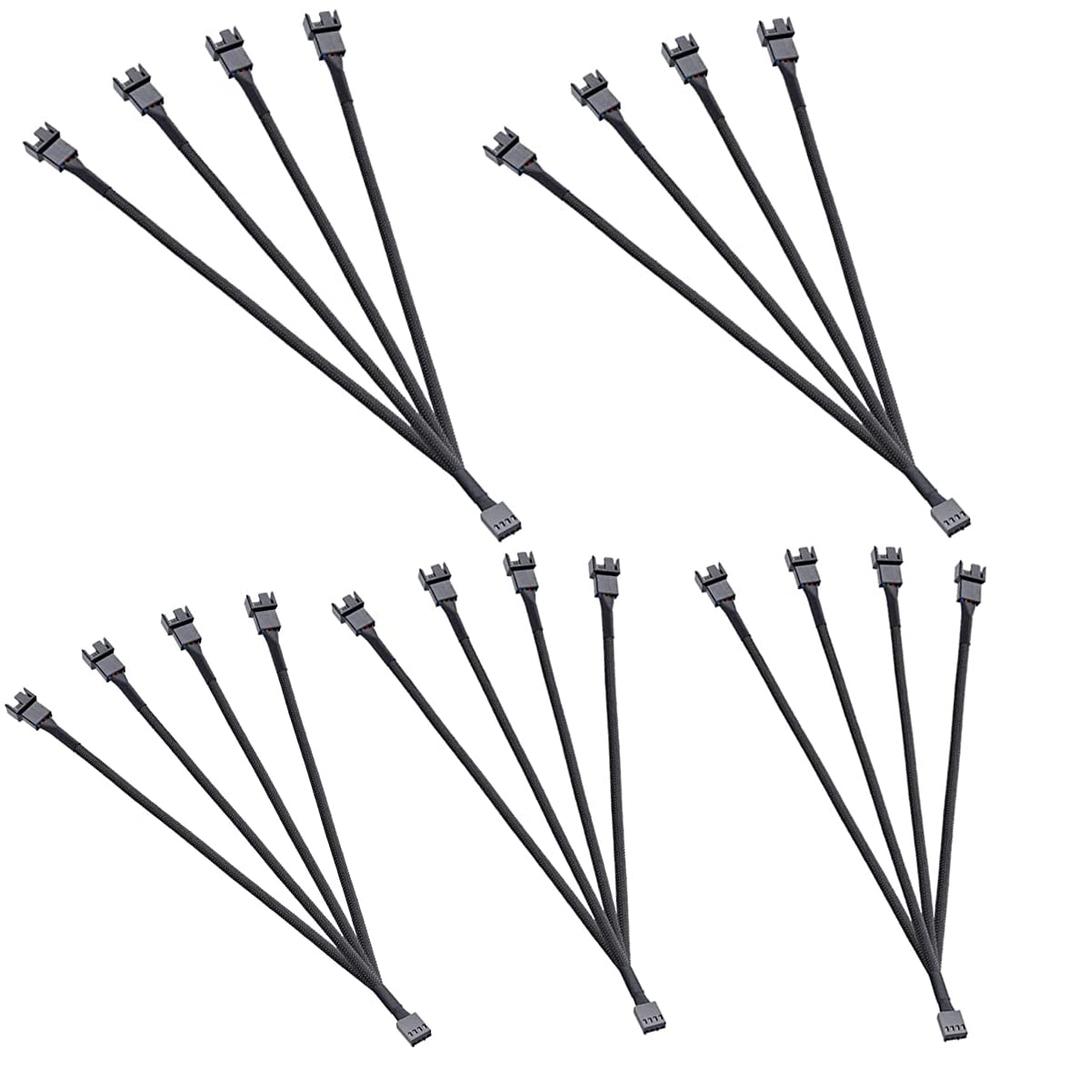 3 Way 4 Pin PWM Fan Splitter, Adapter Cable Sleeved Braided Y Splitter PC 4 Pin Fan Extension Power Cable 1to21 to 3 1to4Converter for Computer ATX Case Cooling Fan Cable