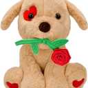 Mothers Day Gifts for Mom: 10 inch Funny Cute Plush Dog with Rose for Mom Wife Fiance Girlfriend Women Kids Naughty Stuffed Animals Romantic Gifts for Birthday Valentines Day Wedding Anniversary Xmas