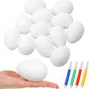 11 Pieces White Blank Plastic Easter Eggs for Hanging Artificial Eggs Bulk Decoration with Rope DIY Painting Basket Fillers Gift with 4 Color Pens, Set of 2, 22 Pieces