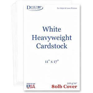 11x17 Cardstock Paper 80lb 216gsm, 100 Sheets Matte White Heavyweight - Tabloid Paper Thick, Ledger Paper, Inkjet & Laser Printer Compatible - Flyers, Presentation Posters, Menus, Brochures