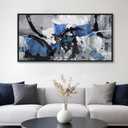 AJAZIKO Blue Abstract Canvas Wall Art: Wall Art for Living Room, Bedroom & Gray Office Decorations for Work, Framed Artwork - Modern Decor with Blue & Black Paintings Pictures Wall Decor 2040IN (40L" x 20W")