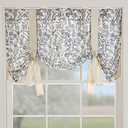 Piper Classics Doylestown Blue Floral Roman Tie Up Valance Curtain, 40" W x 24" L, Blue & Cream Flower Print, Vintage Farmhouse, Country Cottage Window Treatment