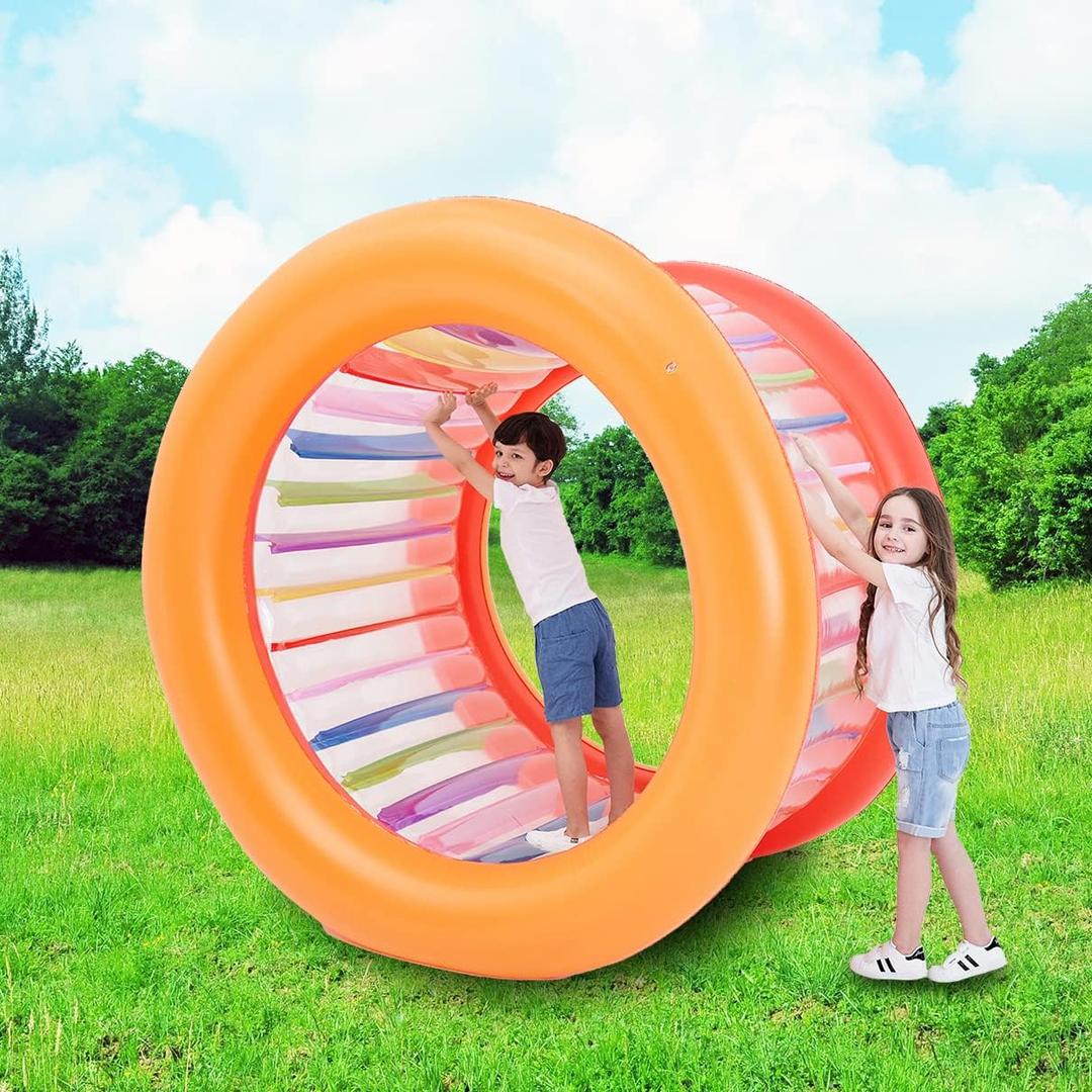 73" Diameter Inflatable Giant Colorful Rolling Wheel for Outdoor Backyard Lawn