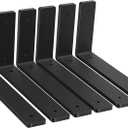 Heavy Duty Shelf Brackets, 6 Pack 12 Inch Black L Metal Shelving Brackets, 5mm Thick Rustic Shelf Support Bracket for DIY Open Shelving ( L 12" x H 6" x W1.5)