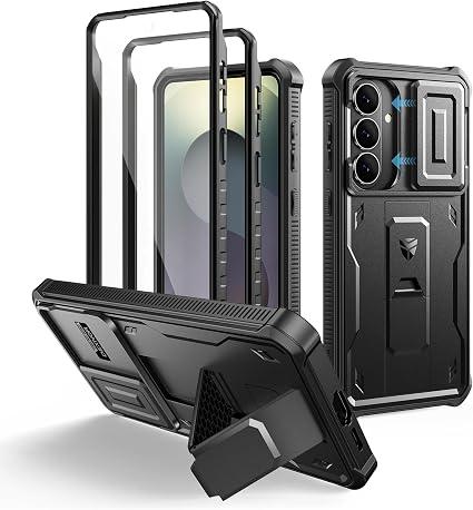 Dexnor for Samsung Galaxy S26+ Plus Case with Upgraded Slide Camera Cover & 2 Front Frames & Built-in Screen Protector & Kickstand, Heavy-Duty Rugged Case Full-Body Protective Cover(2026),Black