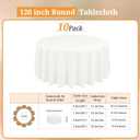 10 Pack Ivory Round Tablecloths - 120 Inch, Polyester Table Cover for Round Table, Stain and Wrinkle Resistant Washable Fabric Tablecloth, Polyester Tablecloth for Wedding Banquet Parties