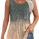 OFEEFAN Womens Tank Tops Loose Fit Dressy Casual Sleeveless Blouses Summer Outfits Round Neck Pleated Front Curved Hem (Green, S)