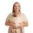 Momcozy Baby Sling Carrier, Toddler Carrier Sling with Double Safety Buckle and Adjustable Shoulder Strap(7-30lbs), Baby Carriers One Size Fits All, Beige
