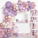 Amandir 153Pcs Purple Baby Shower Decorations for Girl, Double-stuffed Pink Purple Balloon Arch Kit Baby Boxes with Letter Foil Butterfly Balloons Sticker for Birthday Wedding Party Supplies