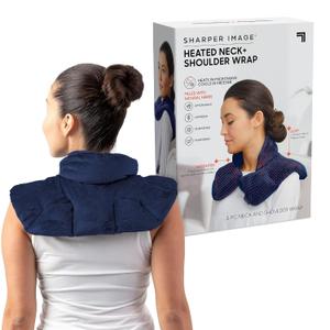 Sharper Image Heated Neck & Shoulder Wrap - Microwavable Warm & Cooling Plush Pad, Scented Aromatherapy (100% Natural Lavender & Herb Spa Blend), Pain Tension Headache Relief Therapy, Gift for Women
