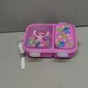 Disney Bento Box Leak-Proof Kids Lunch Box with Divided Compartments & Detachable Spork - Mickey & Minnie, Stitch, & Winnie the Pooh BPA Free Toddler Bento Box (Medium, Stitch & Angel Light Fuchsia)