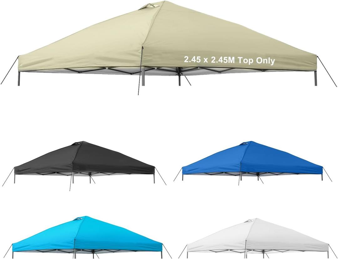 8x8 Canopy Replacement Top Cover,Waterproof Pop Up Canopy Replacement Cover with Air Vent Ropes for Outdoor Garden Patio Picnic Camping,Top Only(Top Only,245 * 245cm