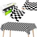Black and White Checkered Tablecloth Roll 52 in x 100 Ft with Slide Cutter Black Checkered Table Cloth Roll Picnic Party Table Cover for Events Family Banquet Parties and Celebrations(Plastic)