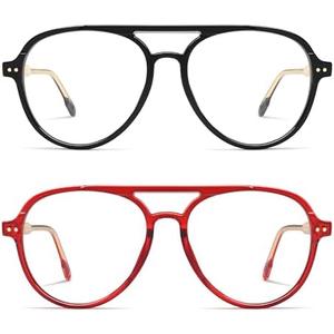AMOMOMA Retro Blue Light Aviator Reading Glasses for Women Men, Vintage Computer Reader Frame 2.0 1.5 AM6155, 1 Pcs