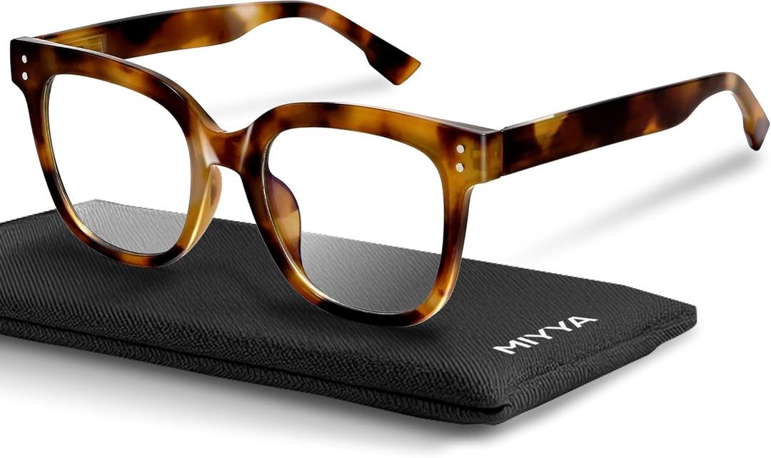 miyya Blue Light Glasses for Women & Men Oversized UV & Blue Light Blocker Chunky Frames, Stylish Eyewear Accessories (Tortoiseshell)
