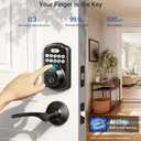 Veise Fingerprint Door Lock with 2 Lever Handles - Keyless Entry Door Lock, Electronic Keypad Deadbolt, Digital Smart Code & Front Handle Sets, Auto-Locking, Easy Installation, Matte Black