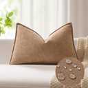 Kevin Textile 12x20 Inch Lumbar Pillow Cover 1 Pack Soft Boucle Textured Decorative Waterproof Rectangle Cushion Elegant Accent Pillow for Couch Sofa Chair Bed Home Decor Indoor Outdoor Camel