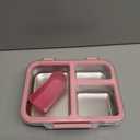 Stainless Steel Bento Lunch Box for Kids Adults, 3 Compartments Metal Bento Box with Transparent Lid & Silicone Container for Kids,Dishwasher-Safe,School & Travel,BPA-Free(Pink)