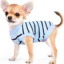 Dog Shirt, Pet Clothes for Chihuahua, Yorkie Teacup Costumes Striped, Small Dogs Sleeveless Tank Top Vest, Breathable Cotton Puppy T-Shirt, Cat Apparel Outfit (Blue, XS)
