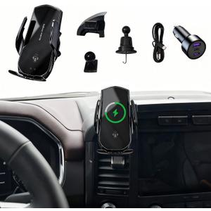 Car Phone Holder for Ford F-150 20212023, 15W Fast Wireless Charging Auto-Clamping Vent Phone Mount, 360 Adjustable Wireless Charging Cradle, Ford F-150 Accessories