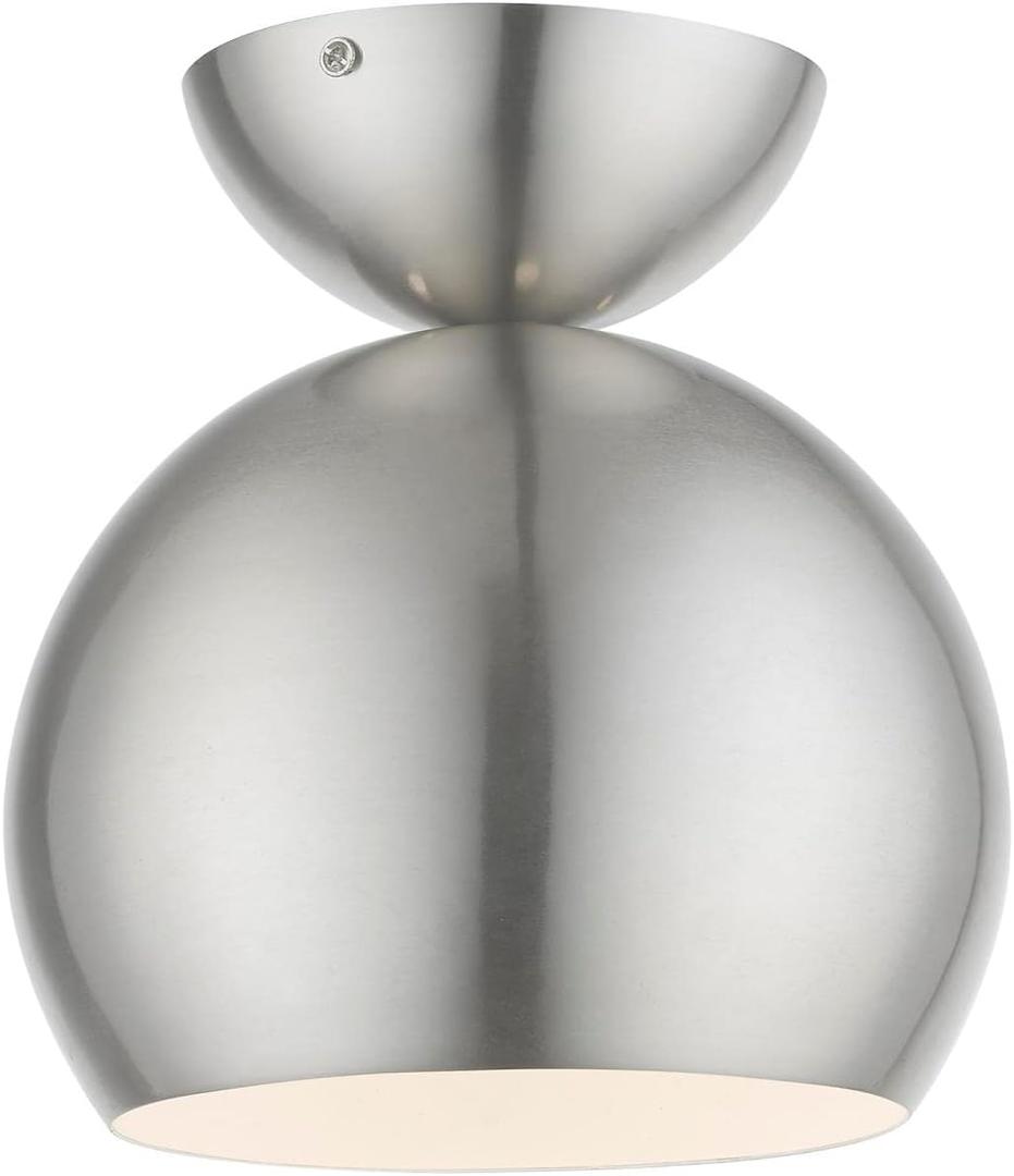 Livex Lighting, 45487-91, Stockton, Globe Semi-Flush, Brushed Nickel