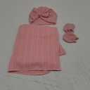 Newborn Receiving Blanket with Bow Hat Mittens Wooden Card Set Wheat-Pattern Newborns Toddler Baby Boy Girl Nursery Swaddle Wrap