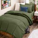 Bare Home Bed-in-A-Bag 5 Piece Comforter & Sheet Set - Twin XL - Goose Down Alternative - Ultra-Soft 1800 Premium Bedding Set (Twin XL, Cypress/Cypress)