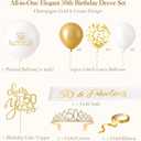 50th Birthday Decorations for Women, Elegant Champagne Gold Happy 50th Birthday Decorations for Her with Banner, Crown & Sash, Cake Topper, 50 Number Balloons and Backdrop