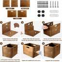 Menkxi 4 Pcs Stackable Wood Storage Cube for Shelves Closet Wooden Bins Box Wood Crates Storage Baskets Container for Toy Books Clothes Home Office, Dark Brown(14 x 10 x 10 Inch)