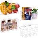 MaraFansie Wall Wire Baskets Adhesive Basket Hanging Kitchen Baskets No Drilling for Cabinet & Pantry Organization and Kitchen, Bathroom, Bedroom Storage, 4 Pack, White