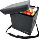 HAKOWARE 12x12x12 Gray Collapsible Cooler Seat, Insulated, Portable, Foldable Box for Hot and Cold Food Drinks, Shoulder Strap, Reusable Clear Bag, Picnic, Grocery, Snacks