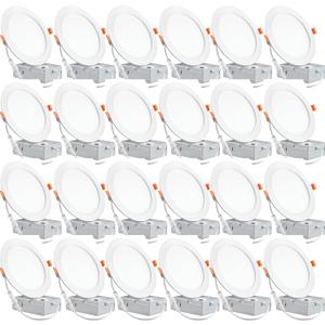 CODAFUL 24 Pack 6 Inch Ultra-Thin LED Recessed Ceiling Light with Junction Box, 6000K Can Lights, 12W 110W Eqv, recessed Lighting 6 inch led Lights, 1050LM High Brightness LED Lights (6 Inch-24Pack)