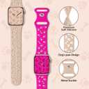 2 x 2 Pack Silicone Bands Compatible with Apple Watch 40mm 38mm 44mm 45mm 41mm 42mm 49mm Women, Hollow-Out Dog Paw Design Waterproof Sport Strap for iWatch Series 10/9/8/SE/7/6/5/4/3/2/1 (Hot Pink+Milk Tea)