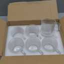 Qipecedm 6 PACK Premium Glass Coffee Mugs with Handle, 12 OZ Classic Vertical Stripes Glass Coffee Cups, Transparent Tea Cup for Hot/Cold Beverages, Glassware Set for Americano, Latte, Cappuccino