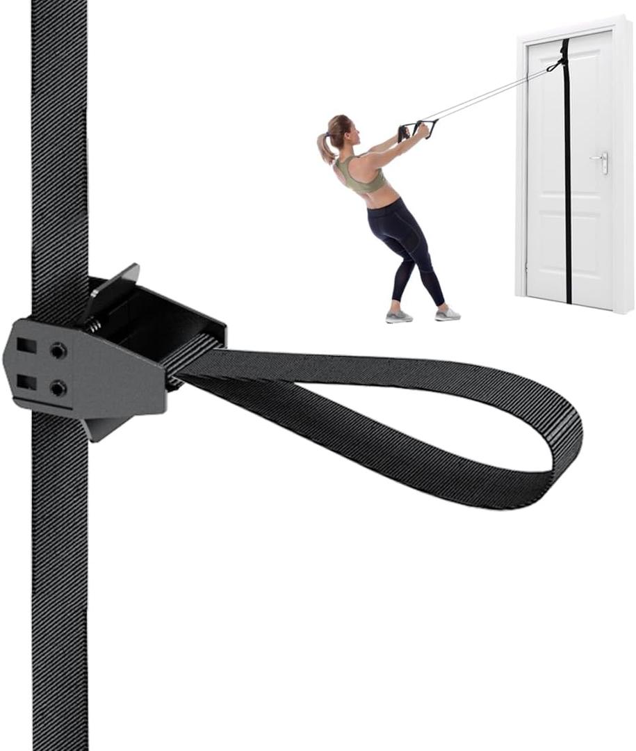 FITKIT Door Sliding Anchor Straps with Movable Multi Points for Resistance Bands & Suspension Straps, Workout Wall Attachment for Home Gym, Fits 6-8 ft Doors