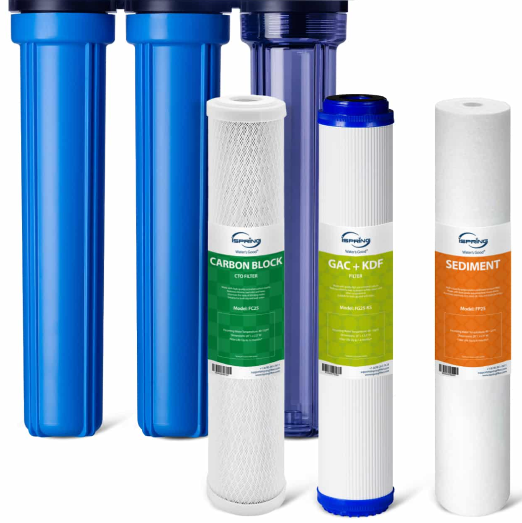 iSpring Heavy Metals Whole House Water Filter System, Reduces Lead, Chloramine, PFAS, Chlorine, Sediments, 3-Stage Whole House Water Filtration System, 3/4" Inlet/Outlet, Model: WCB32C-KS