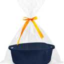 Pro Goleem Small Woven Basket with Gift Bags and Ribbons Durable Baskets for Gifts Empty Small Rope Basket for Storage 12"X 8" X 5" Baby Toy Baskets with Handles, Navy Blue