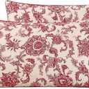 WINLIFE Ultra Soft Set of 2 Pillowcases Floral Printed 100% Cotton Pillow Cases Envelope Closure Queen 20x30'', Vintage Red Paisley