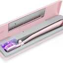 YourMate Toothbrush Sanitizer Case Travel Toothbrush Covers Case for Houshold and Traveling Power by AA Battery or USB-C Pink