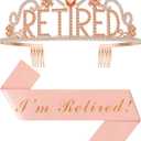 Retirement Party Decorations with Tiara and Sash for Women, Happy Retired Crown and Sash for Gift
