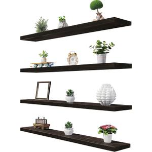 36 Inch Brown Wood Floating Shelves for Wall Rustic Wall Shelf for Bedroom Living Room Set of 4, 36Incn